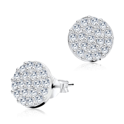CZ On Round Motive Silver Stud Earring STS-801